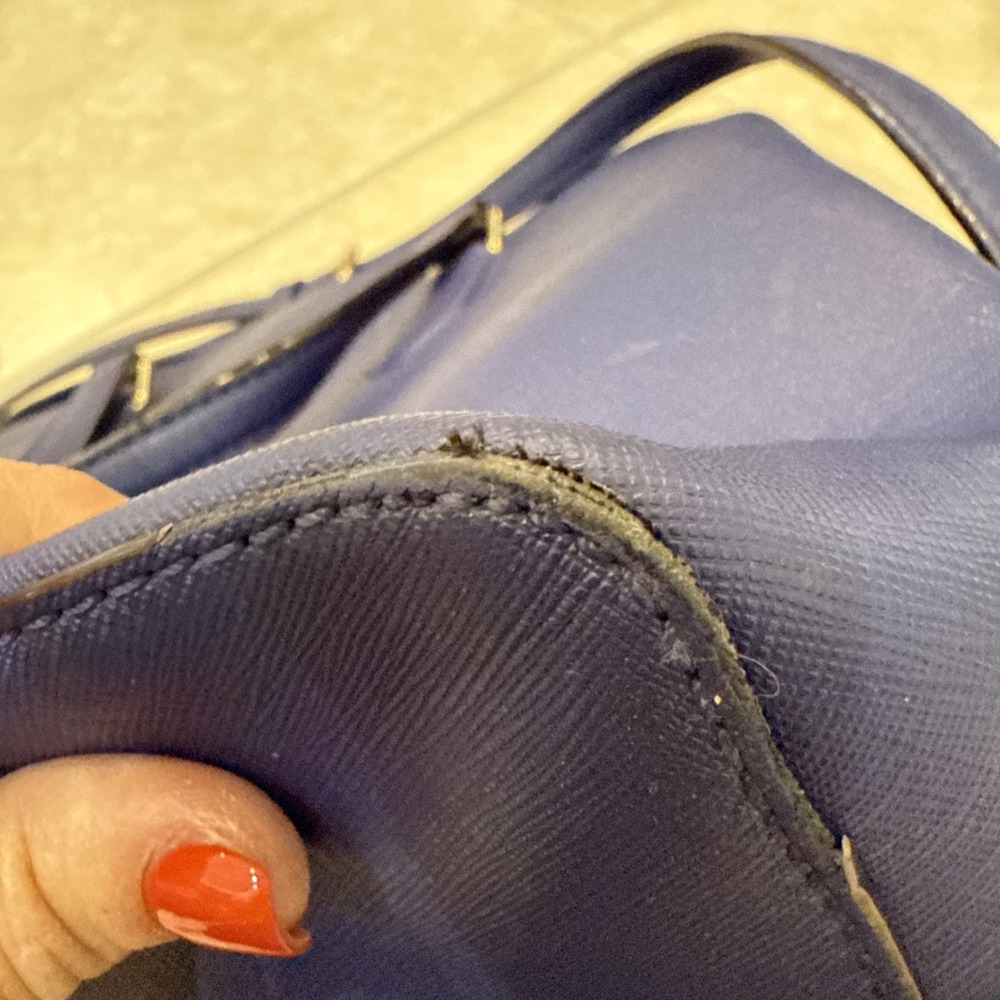Kate Spade Evangelie Laurel Way Sapphire Blue Saffiano Leather Purse Tote *See - Picture 13 of 16